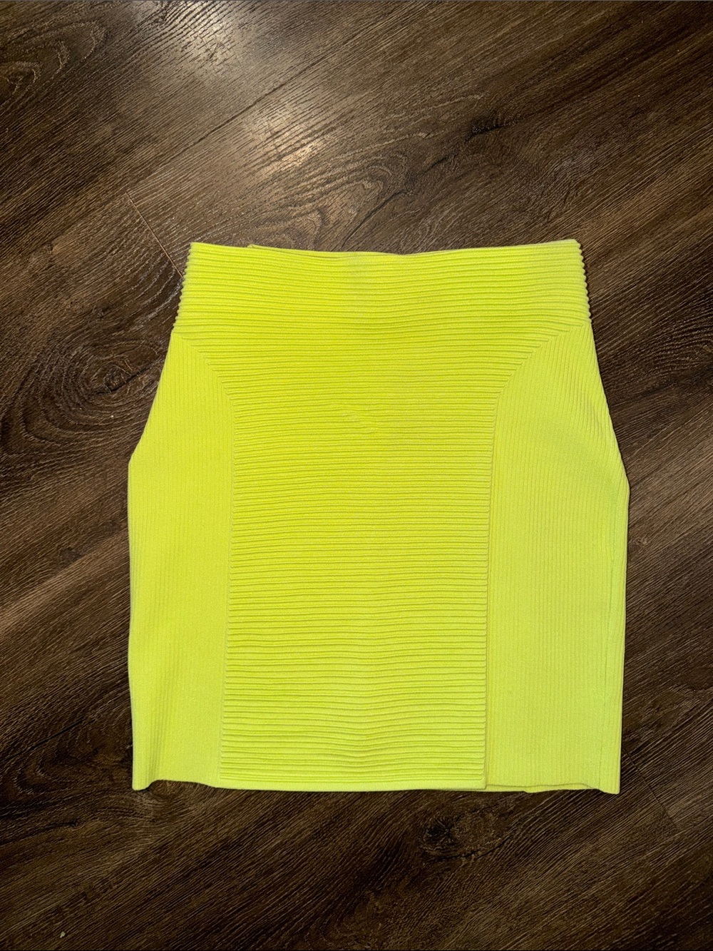 EXPRESS Women's Neon Yellow Ribbed Knit Mini Skirt
